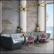 Seat sofa upholstered with velvet fabric and with brass base in gold plated finish PC-Lounge Dune