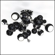Suspension avec ensemble de projecteurs disposés comme des molécules d'atomes en laiton noir brillant PC-Black Pearl Round