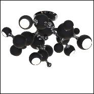 Suspension avec ensemble de projecteurs disposés comme des molécules d'atomes en laiton noir brillant PC-Black Pearl Round