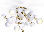 Suspension avec ensemble de projecteurs disposés comme des molécules d'atomes en laiton noir brillant PC-Black Pearl Round