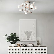 Suspension avec ensemble de projecteurs disposés comme des molécules d'atomes en laiton noir brillant PC-Black Pearl Round