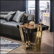 Table d'appoint avec structure en bois laqué noir et plateau en marbre brun 164-Emperador