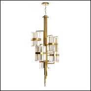 Lustre avec structure plaqué Gold et cylindres en verre cristal 164-Freeone