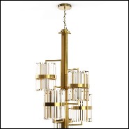 Lustre avec structure plaqué Gold et cylindres en verre cristal 164-Freeone