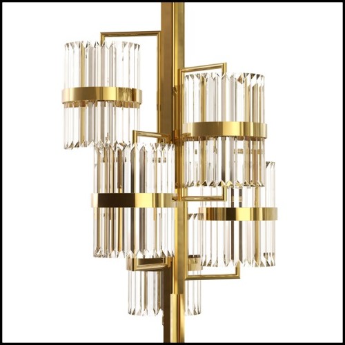 Lustre avec structure plaqué Gold et cylindres en verre cristal 164-Freeone