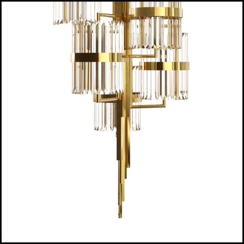 Lustre avec structure plaqué Gold et cylindres en verre cristal 164-Freeone