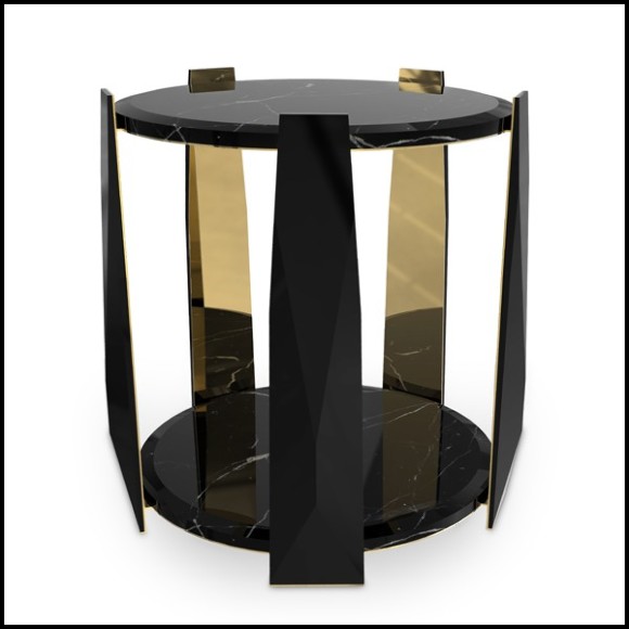 Side table with black lacquered wood and five gold plated polished brass arms in the inside 164-Five Arms