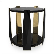 Table d'appoint en bois laqué noir et cinq bras avec intérieur en laiton poli plaqué Gold 164-Five Arms