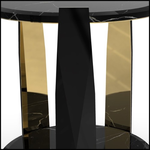 Table d'appoint en bois laqué noir et cinq bras avec intérieur en laiton poli plaqué Gold 164-Five Arms