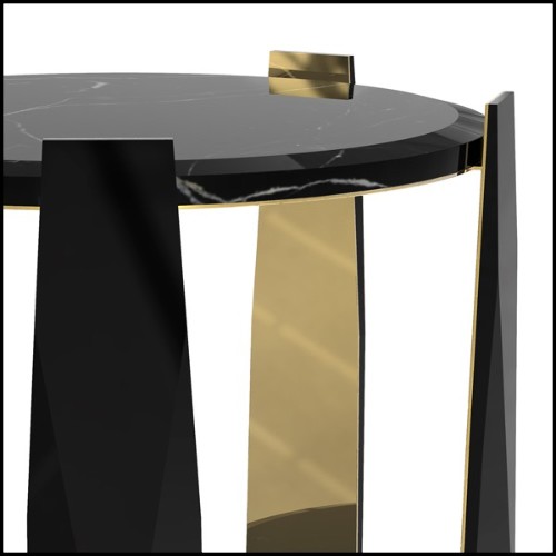 Table d'appoint en bois laqué noir et cinq bras avec intérieur en laiton poli plaqué Gold 164-Five Arms