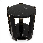 Table d'appoint en bois laqué noir et cinq bras avec intérieur en laiton poli plaqué Gold 164-Five Arms
