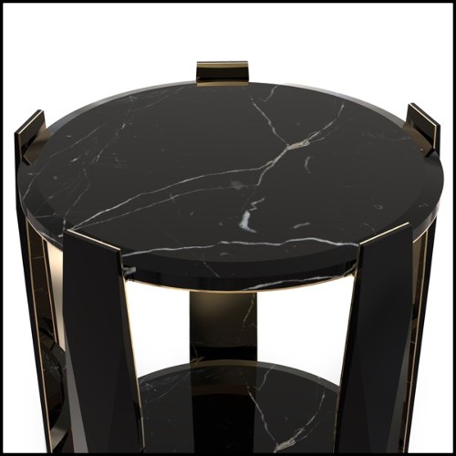 Table d'appoint en bois laqué noir et cinq bras avec intérieur en laiton poli plaqué Gold 164-Five Arms