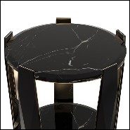 Table d'appoint en bois laqué noir et cinq bras avec intérieur en laiton poli plaqué Gold 164-Five Arms