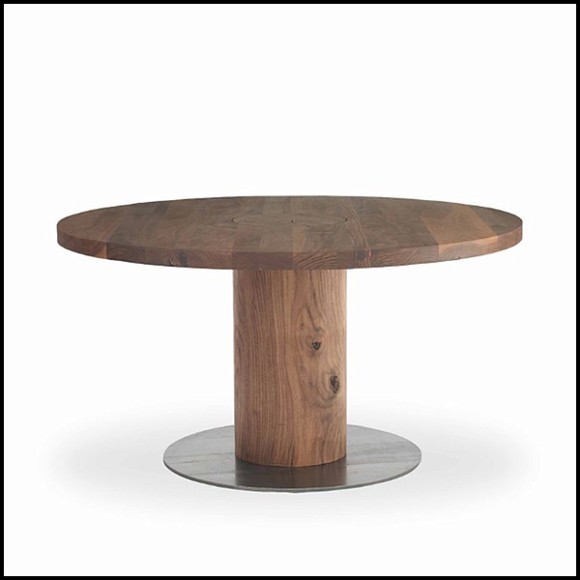 Coffee table with structure in solid walnut wood on iron base with oiled finish 154-Full Wood