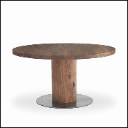 Table avec structure en bois de noyer massif sur base en fer finition huilée 154-Full Wood