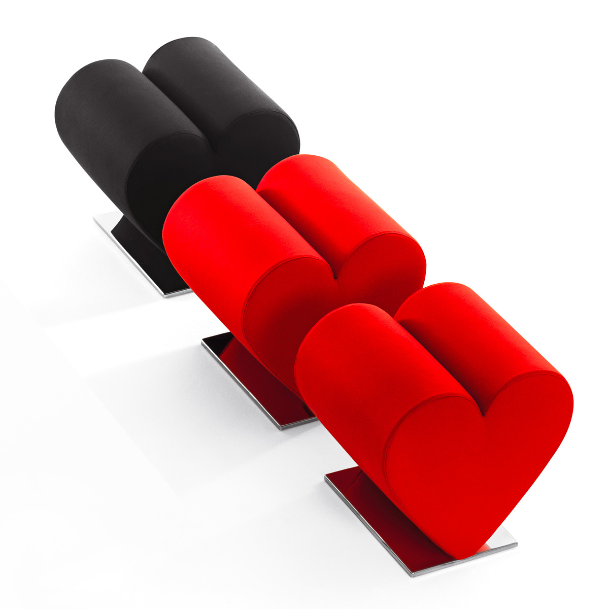 Tabouret en mousse de polyuréthane recouvert de tissu rouge ou noir 100% coton 107-Heart Red