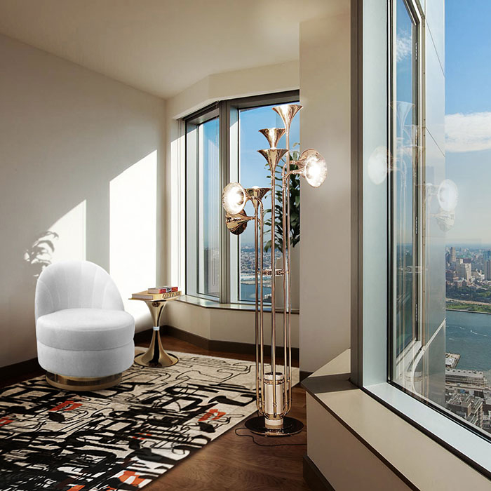 Fauteuil en bois massif avec tissu velours coloris blanc 157-Stanford Swivel