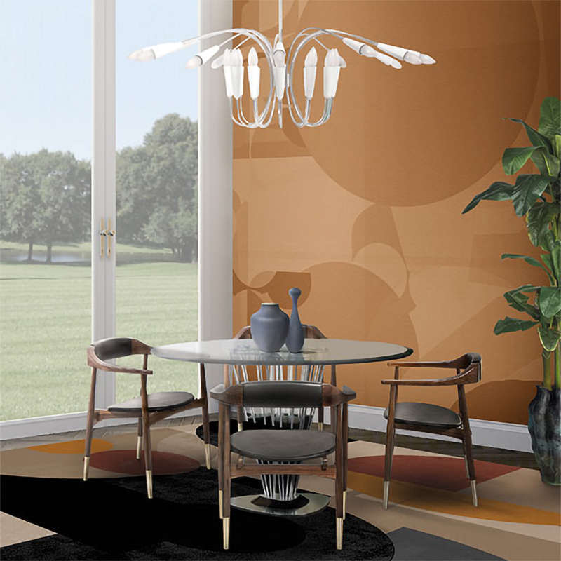 Table avec structure conique tubulaire soutenue par trois composés en bois en finition Black Glossy 157-Marshall