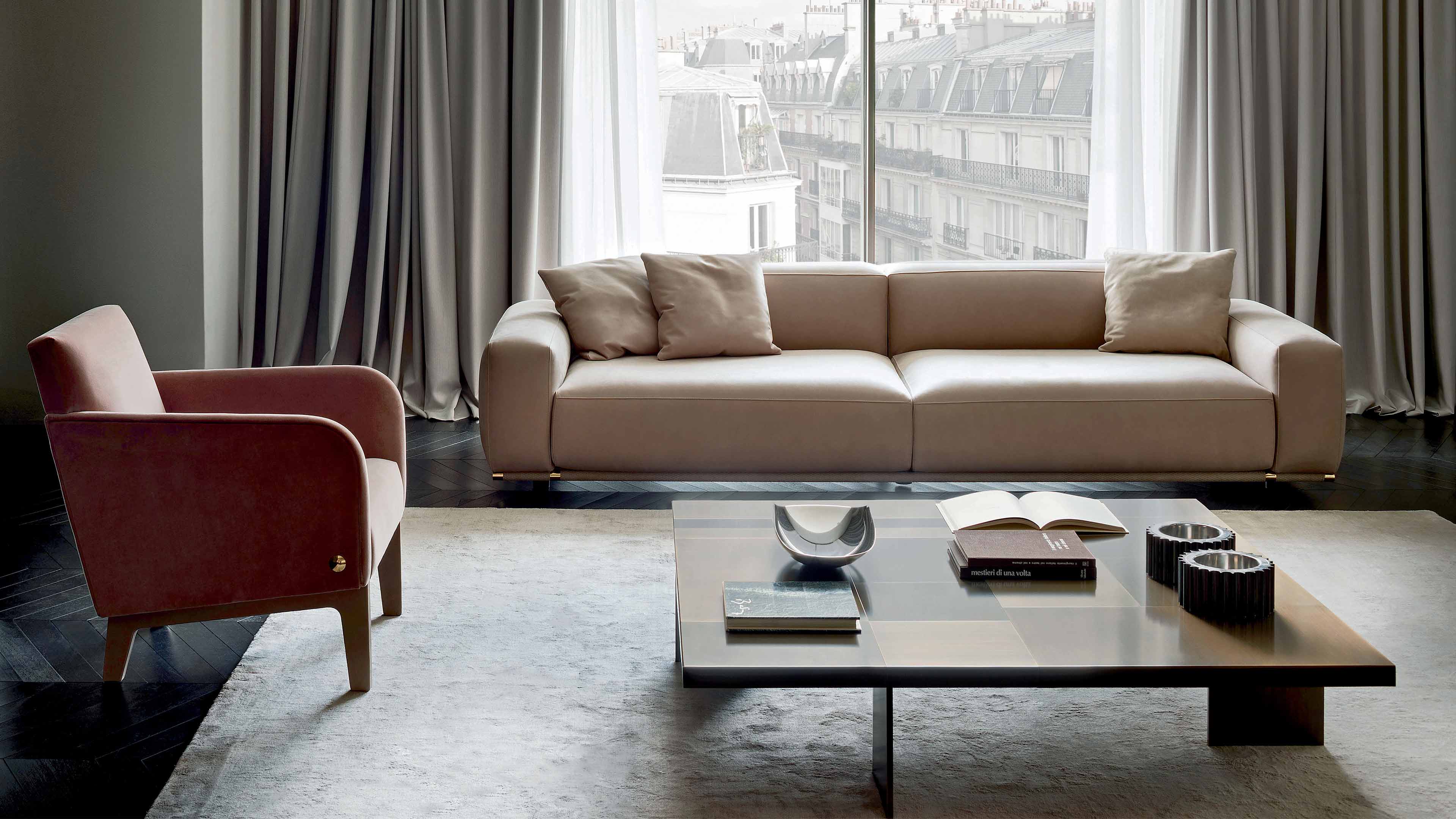 Table basse en bois massif finition bronze 150-Strada Bronze