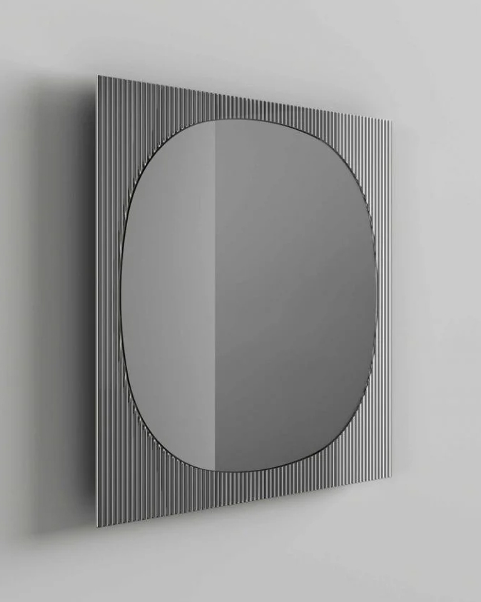 Miroir en verre avec cadre réalisé en joignant le verre avec un effet de lignes en relief 194-Lines on Square